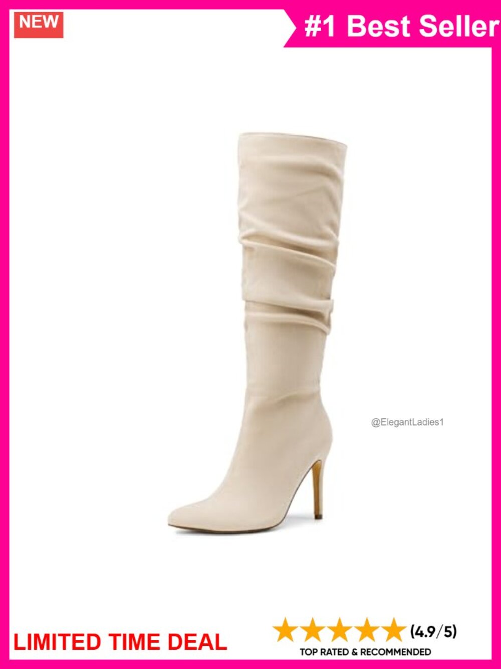 Slouch Knee High Stiletto Boots Pointed Toe Faux Suede Vegan Leather